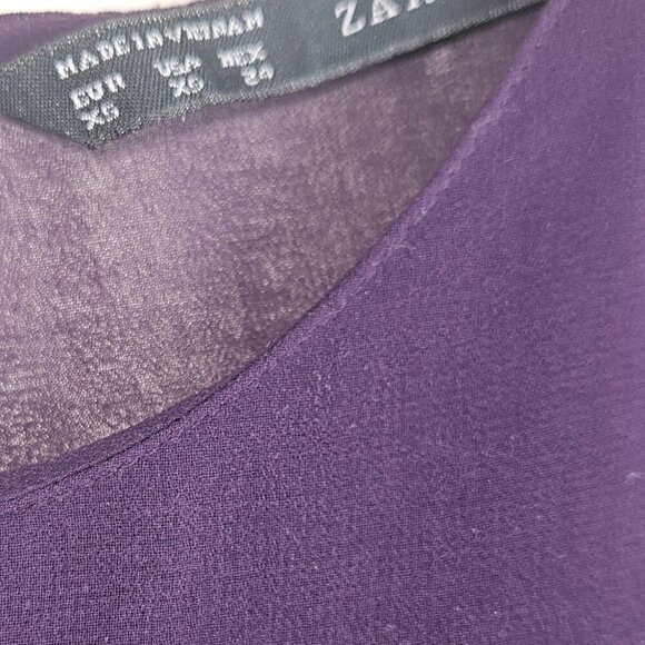 Whimsygoth Gawzy Witchy Y2K Purple Sheer Shirt Peplum Long Sleeve XS - Picture 4 of 4